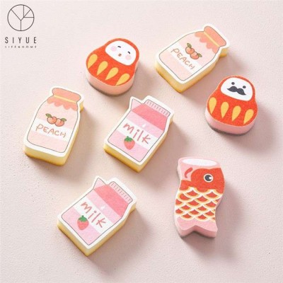 Cute kitchen dishwashing artifact sponge brush pot scouring pad thickened absorbent cleaning non-stick oil 1590